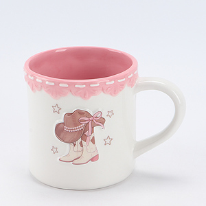 Ensemble salière et poivrière en céramique style western, en forme <span class=keywords><strong>de</strong></span> bottes et <span class=keywords><strong>de</strong></span> chapeaux, blanc avec nœuds roses et accents marron, thème <span class=keywords><strong>cowboy</strong></span> amusant pour les condiments - Product Image 5