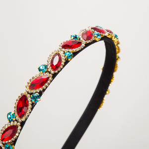 Serre-tête Baroque Coloré en Strass, Bandeau Vintage Scintillant en Diamant et Cristal, Accessoire Exquis Multicolore pour Fille - Product Image 3