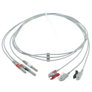 Contec-CMS compatible 9000/TLC9803 Din Style individuel 3 fils, câble de fils ECG à clip AHA de 0.9m pour la surveillance des patients