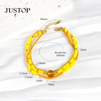 Bracelet empilable tendance pour femme en acier inoxydable multicolore plaqué rhodium avec perles en cristal et strass
