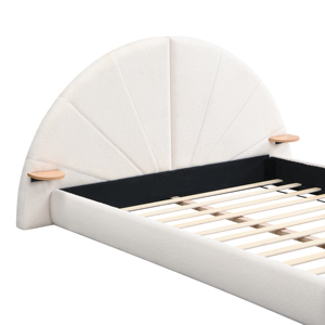 เตียงหนังหรูหราทันสมัย เตียงคู่สำหรับห้องนอน พร้อมโต๊ะเล็กสำหรับห้องนั่งเล่น - Product Image 5