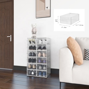 アクリル製シューズボックス モダン 折りたたみ式 サイドドロップ式 オーガナイザー 透明 軽量 マグネット式 イギリス向け 収納 卸売 シューズボックス 衣類 浴室用 - Product Image 3