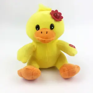 Custom Kids Gifts Lovely Stuffed Duck Soft Toys Dolls Yellow Duck Plush Toy com flor leve