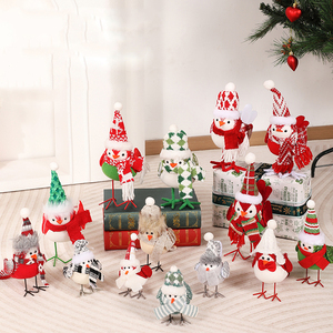 New <b>Christmas</b> Decorations Bird Figurines Plush Bird Doll <b>Christmas</b> Ornaments for Window Displays Children Gifts - Product Image 2