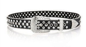 高級ヴィンテージラインストーン付きPUレザーベルト合金ピンバックルレディースウェスタンカラフルキラキラダイヤモンドパンツ - Product Image 3