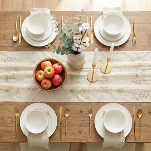 Runner da Tavola in Garza <span class=keywords><strong>Beige</strong></span> con Ricami Floreali, 120 Pollici 10FT, Decorazione Stagionale Primaverile per Tavolo da <span class=keywords><strong>Cucina</strong></span> e Sala da Pranzo - Product Image 5