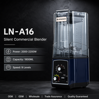 Mixeur Commercial Insonorisé ABS 1,8 L 2200W avec Prise EU US UK, 6 Lames pour Broyage Total, Auto-Nettoyant, pour Smoothies, Usage Domestique et Scolaire