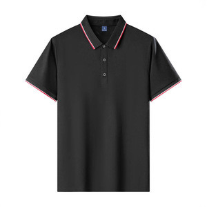 Navy Blue Cotton Polo Shirt Short Sleeve Solid Color Daily Wear Workwear Custom Embroidery Logo Printing - Product Image 2