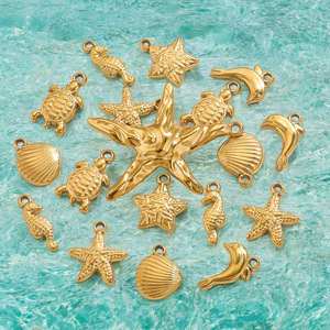Stainless Steel Blue Ocean Animal Shell Turtle Conch Starfish Fish Tail Charms Pendant for <strong>Jewelry</strong> Making <strong>Supplies</strong> - Product Image 4