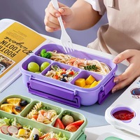 Ensemble de boîtes à lunch en silicone écologiques pour enfants, contenants bento, compatibles micro-ondes, anti-fuites, pour l'école, le bureau et la préparation des repas