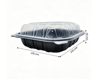 Boîte alimentaire jetable en plastique PP robuste 6x6/9x9/9x6 pour la livraison de repas à emporter, conteneur à clapet pour restaurant, ODM/OEM