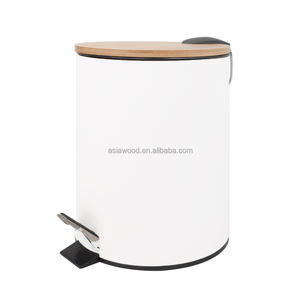 سلة مهملات صغيرة للفنادق والمنازل بسطح من الخيزران سعة 3 لتر/5 لتر - Product Image 6