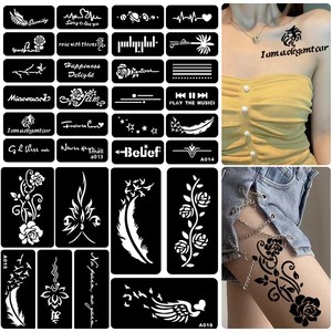 Stencil per Tatuaggi Semi-Permanenti, Modello per Henné, Design Moderno Minimalista <span class=keywords><strong>Indiano</strong></span> Dipinto a Mano - Product Image 5