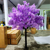 Arbre artificiel en fleurs de cerisier violettes en soie, sur pied, pour mariages, décoration renforcée en fibre de verre
