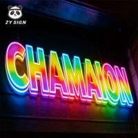 Lumières LED néon publicitaires 3D à logo changeant de couleur RGB, effets dynamiques de flamme ondulante, alimentées par courant continu, enseigne lumineuse personnalisée, 6 mois