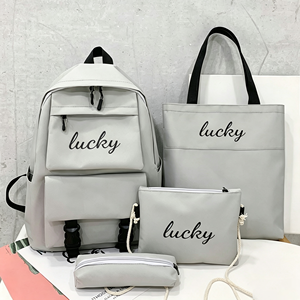 Nueva Mochila Escolar de Lona Ecológica para Niños, 4 Piezas, Bolsa de Viaje, Linda Mochila para Mujer, para Adolescentes, Niñas y Estudiantes - Product Image 2