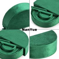 Boîte à bijoux en velours en gros, nouvelle collection, avec logo personnalisé, semi-circulaire, portable, pour voyage, rangement de bagues, coffret cadeau, emballage de bijoux de fiançailles
