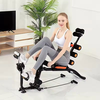 Banc de musculation réglable 6-en-1 pour la salle de sport à domicile. Équipement de fitness parfait pour les exercices abdominaux avec cordon de tension dorsal
