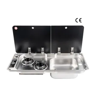 Wholesale 304 Stainless Steel Boat Yacht RV Caravan Style Kitchen Gas Stove Burner and Sink Combo