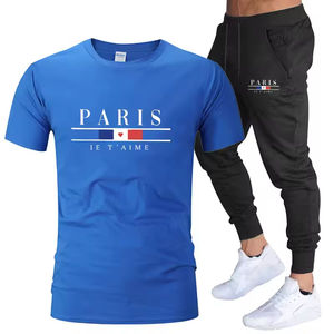 Conjunto de 2 Piezas de Pantalones Deportivos Largos de Manga Corta de Algodón Puro de Alta Calidad, Modernos y Versátiles para Hombre, Verano 2025 - Product Image 2