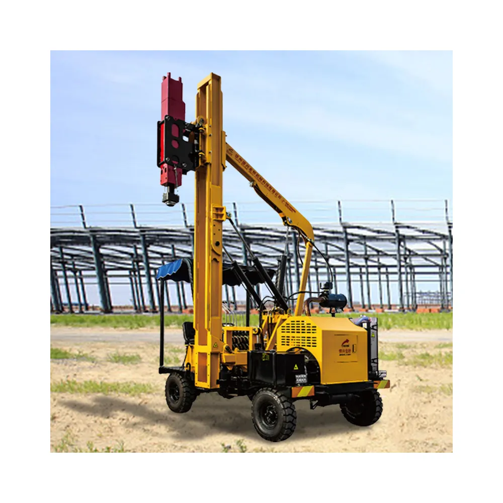 High efficient everstar Ramming machine with hammer forsmall wheels guardrail pile driver and highway/road fence fixing
