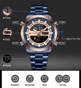 Nuevo CURREN 8404 LED <span class=keywords><strong>reloj</strong></span> masculino <span class=keywords><strong>cuenta</strong></span> regresiva Digital cronógrafo alarma dos veces cuarzo hombre <span class=keywords><strong>reloj</strong></span> de pulsera impermeable oro regalo Relojes - Product Image 4