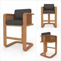 Ensemble de table et chaises de bar de luxe pour l'extérieur, structure en teck, rotin tressé, hauteur de comptoir, mobilier de salle à manger pour patio, jardin, hôtel, complexe hôtelier