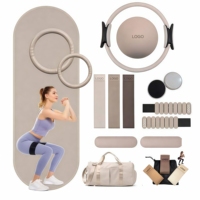 Ensemble de fitness personnalisé avec logo d'usine : Barre d'haltères, haltères en silicone, anneaux de musculation, tapis de yoga, accessoires de yoga et Pilates pour la maison