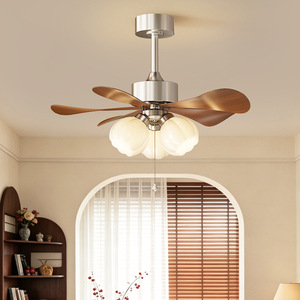 Ventilador de techo de estilo retro francés con luces LED para sala de estar y comedor, cuerpo de hierro, aspas de ABS, motor de cobre. - Product Image 1