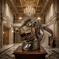 Buste de trophée de sanglier en bronze artisanal - Taille, expression et patine antique entièrement personnalisables, sculpture en bronze