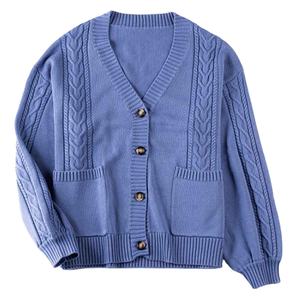 Tricot épais à manches longues pour <span class=keywords><strong>femme</strong></span>, maillot boutonné, <span class=keywords><strong>pull</strong></span> tricoté pour fille, Cardigan - Product Image 2