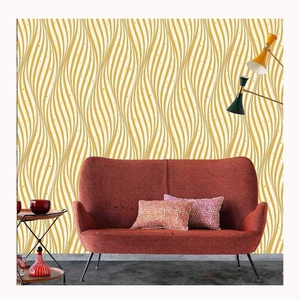 Nouveau <span class=keywords><strong>Papier</strong></span> Peint Vinyle 3D Salon Gaufré Profond Imperméable Décoration Maison Onde et <span class=keywords><strong>Rayure</strong></span> Noire et Or - Product Image 3