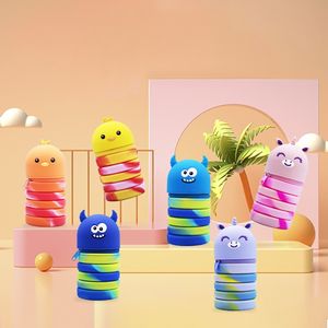 Tempat pena berdiri 3d anak perempuan sekolah kustom kapasitas besar baru tas tempat pensil silikon lucu dengan wajah hewan - Product Image 5