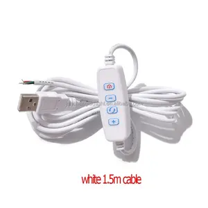 Interruptor de alimentação USB LED 5V para lâmpadas, cabo de interruptor de luz com botão liga/desliga em linha, compatível com dimmer USB, com cores duplas, LED DC