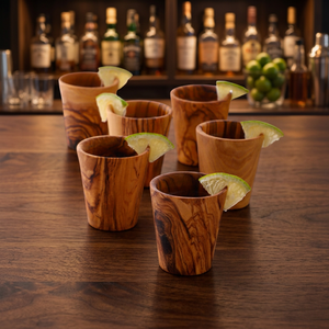 Ensemble de 6 verres à shot en bois classiques faits à la main ArtisRaw, modèle DT014, pour les fêtes, qualité supérieure, TN Drinkware - Product Image 3