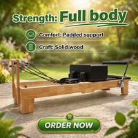Machine de Pilates MJD M101A Reformer en bois de chêne durable, réglable et portable avec boîte en bois pour la maison, le studio de yoga et la musculation