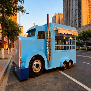 Camión de Comida Comercial Inspirado en un Camión de Carga, con Toldo Rayado para Helados, Aperitivos en Parques al Aire Libre, Construcción de Acero Inoxidable 4 - Product Image 1