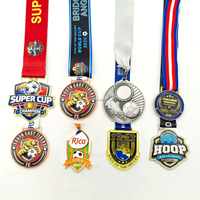 Médailles en or et en argent, médailles sportives en métal personnalisées, médailles de récompense pour le football en alliage de zinc, médaille de récompense 3D pour le football avec ruban