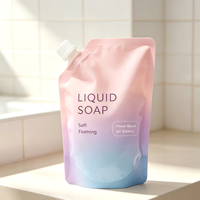 Pochette souple rechargeable haut de gamme avec bec verseur latéral de 0,86 cm et bouchon à vis pour emballages de savon liquide