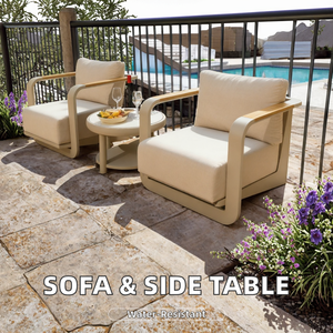 Bàn tròn hiện đại cho sân khách sạn biệt thự đồ gỗ ngoài trời bền nhôm & lắp ráp Giấy Truyền Nhiệt - Product Image 3