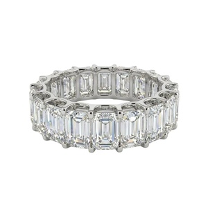 <b>Emerald</b> Eternity <b>Band</b> Diamond <b>Ring</b> - 9k, 14k 18k Gold - Product Image 4