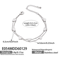 Bracelet chaîne double cœur couleur or, inaltérable, bijoux minimalistes tendance pour femmes et hommes, vente en gros