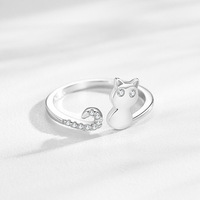 Bijoux d'animaux mignons personnalisés, style coréen, argent sterling 925, insert zircon, anneaux ouverts pour femmes