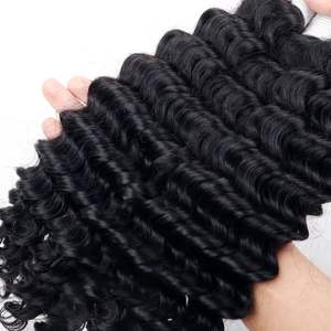 Precio al por mayor de fábrica de onda profunda a granel <span class=keywords><strong>Ahir</strong></span> trenzas sin nudos 10a grado sin trama cabello humano saludable para trenzas de caja Bohemia - Product Image 4