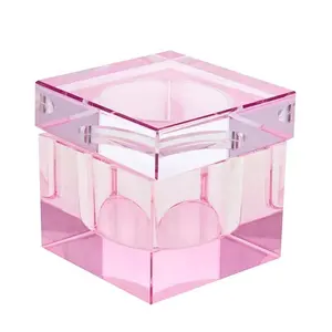 Nagel Leverancier Roze Helder Holografisch Glas Monomeer Kristallen Beker Acryl Vierkante Nagel Dappen Schotel