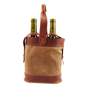 Tela encerada dupla vinho tote para transporte conveniente para festa - Product Image 1