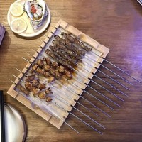 Holz-Bambus Umweltfreundliches Minimalistisches Grilltablett Spießhalter Servier- und Aufbewahrungsbehälter für Küche und Esszimmer