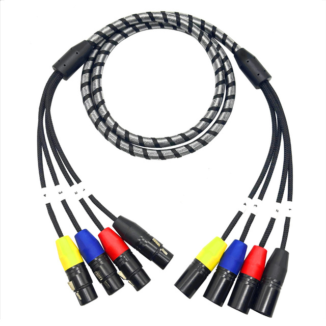 4-Channel XLR Snake Cable, Color-Coded XLR Male to Female Patch Wire Splitter Cable, Balanced Microphone Cable for DJ Mixers