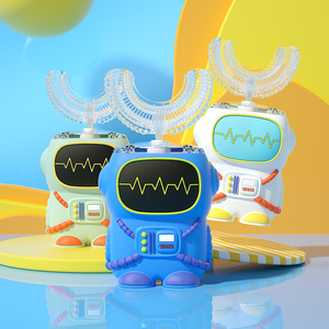 Caja de regalo personalizada, <span class=keywords><strong>cepillo</strong></span> de dientes sónico inteligente para niños con tema de robot alienígena, cepillos de dientes eléctricos impermeables de silicona suave en forma de U para niños - Product Image 1