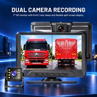 Caméra de tableau de bord pour camion 7 pouces 2CH avec écran partagé, double objectif 1080P, moniteur DVR, vision nocturne, caméra de recul pour véhicule lourd 12 à 24V